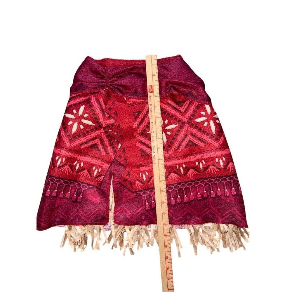 Disney Moana Costume Skirt Girls 5-6Y Red Fringe Pull On Knee Length Halloween - Picture 5 of 5